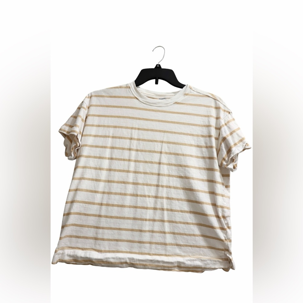 Old Navy Striped White and Tan T-Shirt